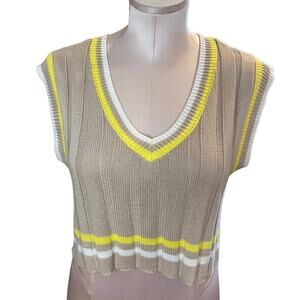Ultra Flirt Juniors Cropped Sweater Vest‎ Medium Academia Varsity Tennis Preppy